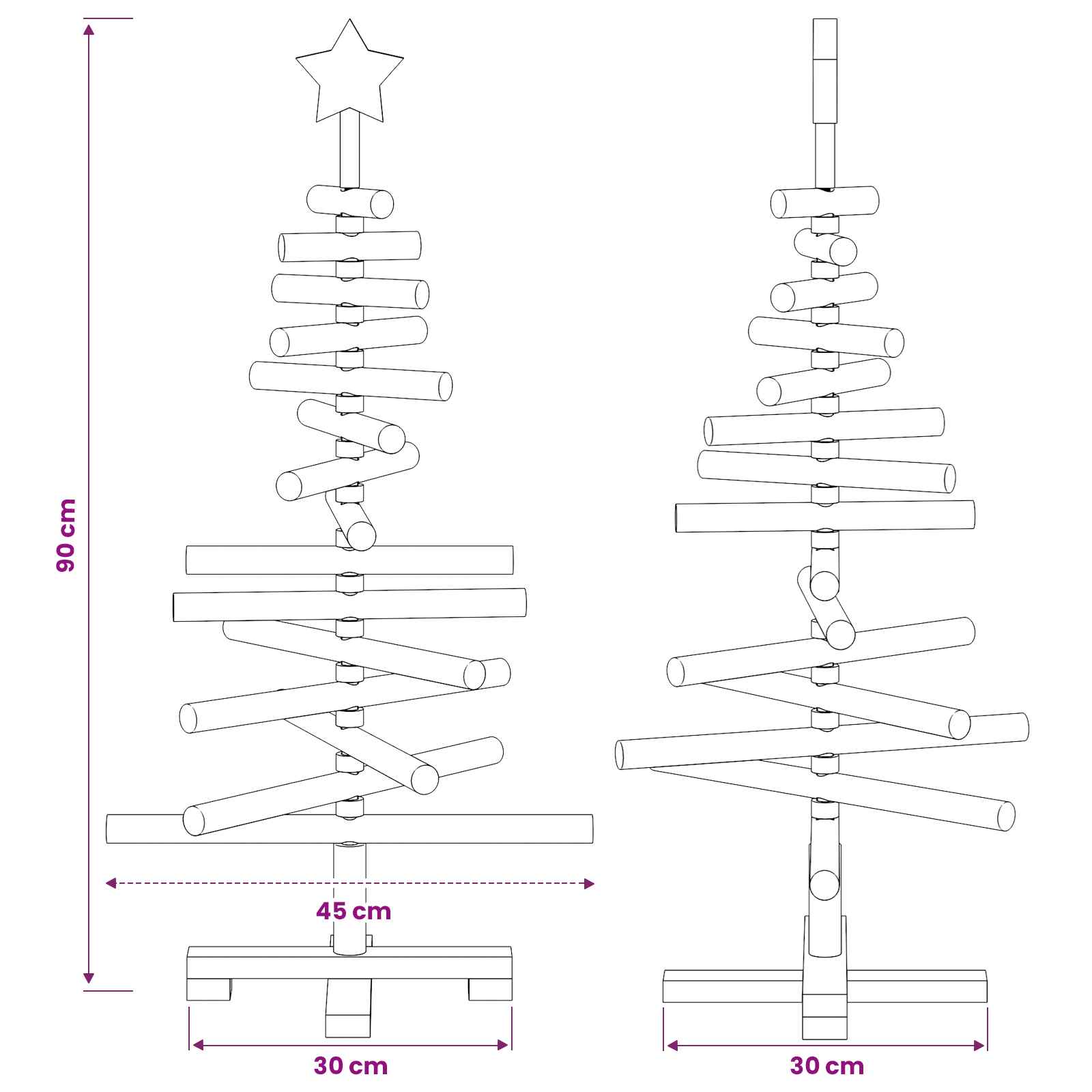 Wooden Christmas Tree KOTKA size guide