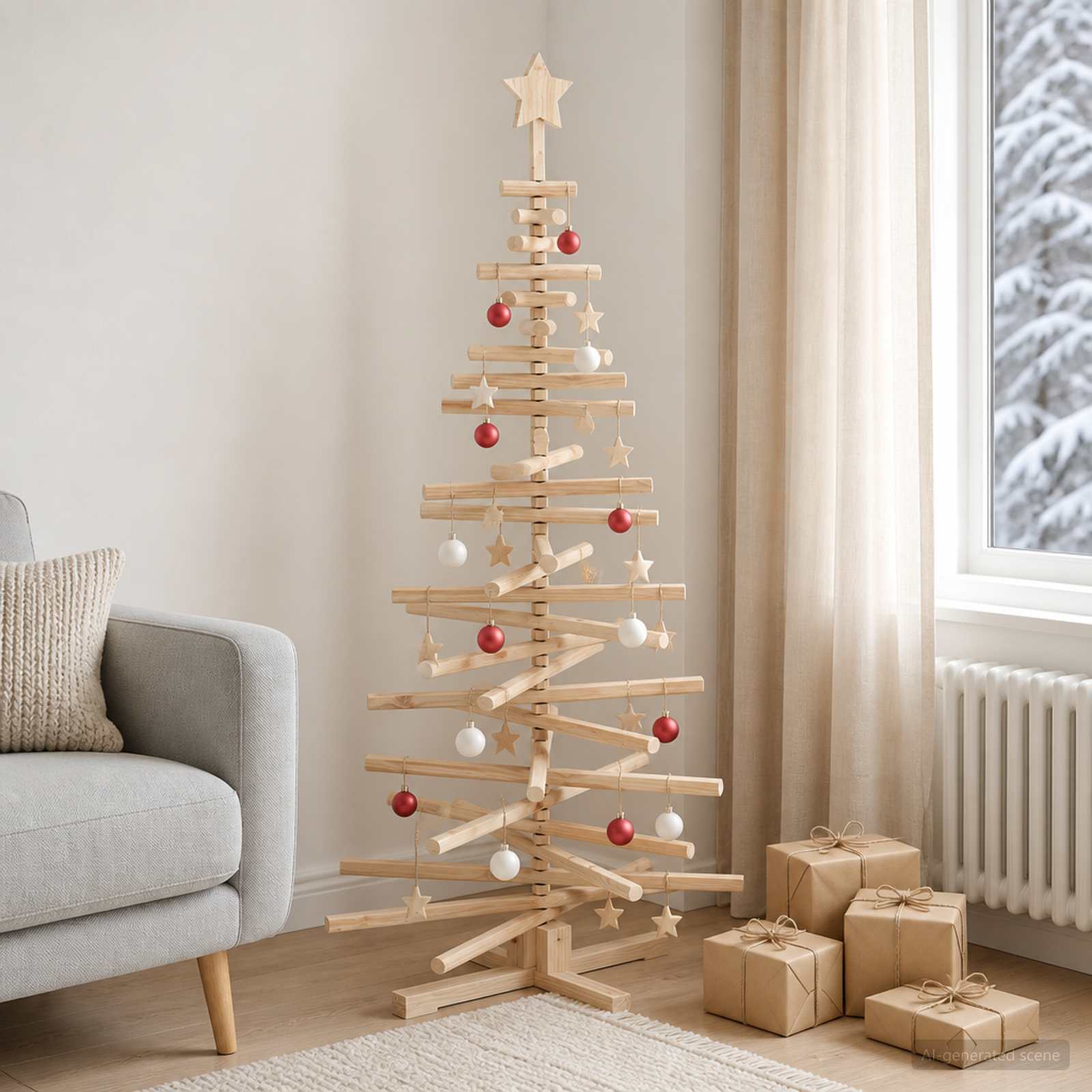 vidaXL Træ juletræ KOTKA 150 cm Massivt fyrretræ Naturlig
