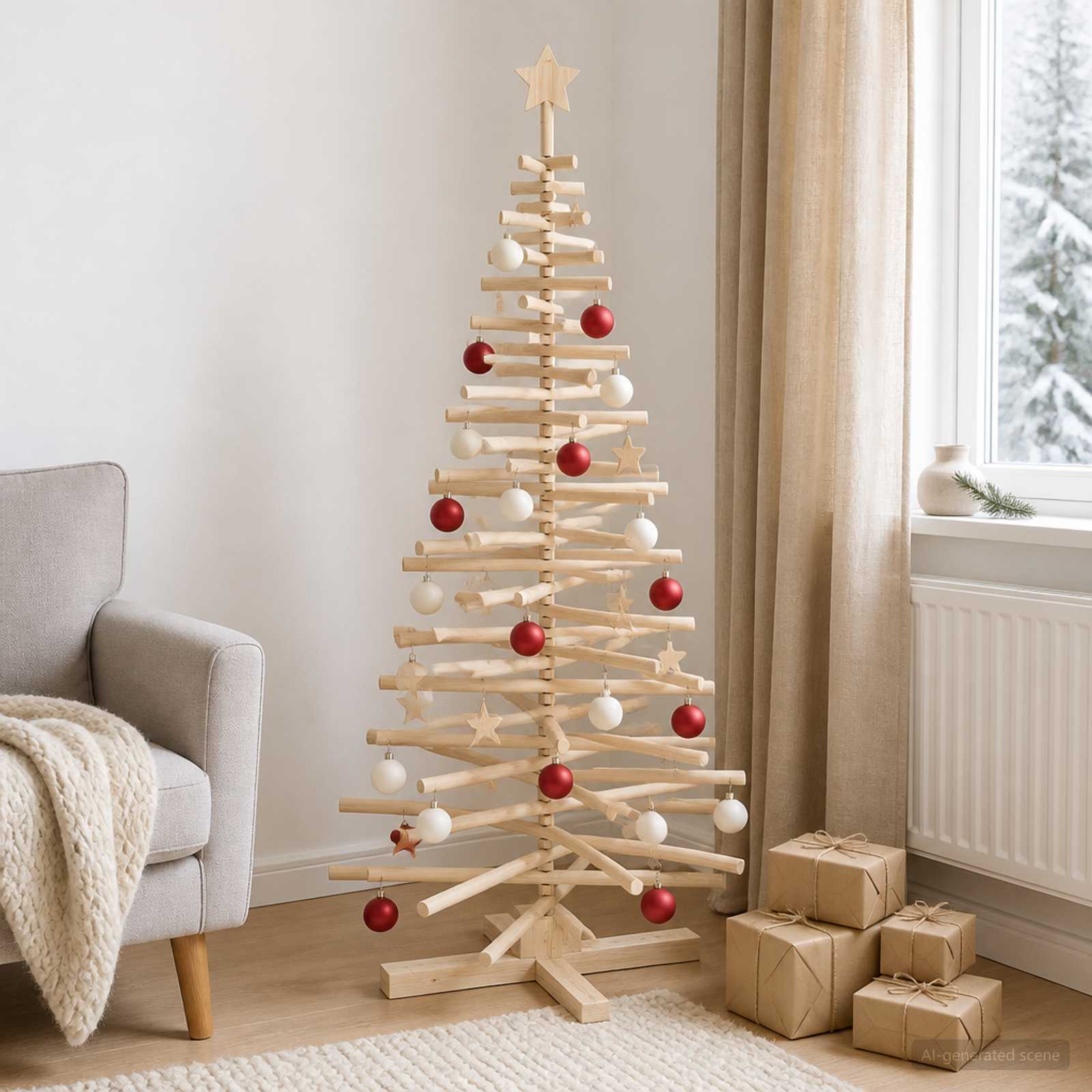 vidaXL Træ juletræ KOTKA 180 cm Massivt fyrretræ Naturlig