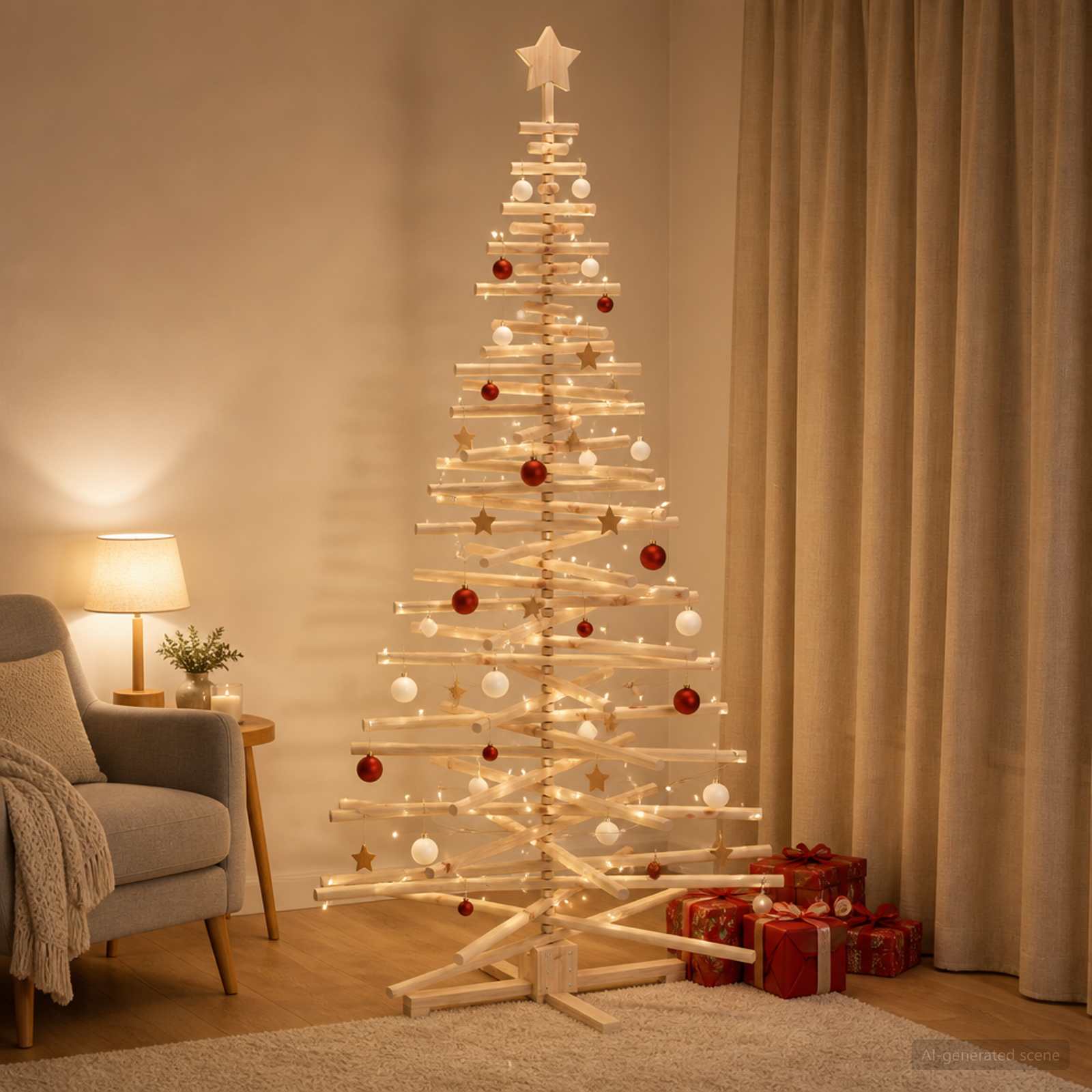 vidaXL Træ juletræ KOTKA 210 cm Massivt fyrretræ Naturlig