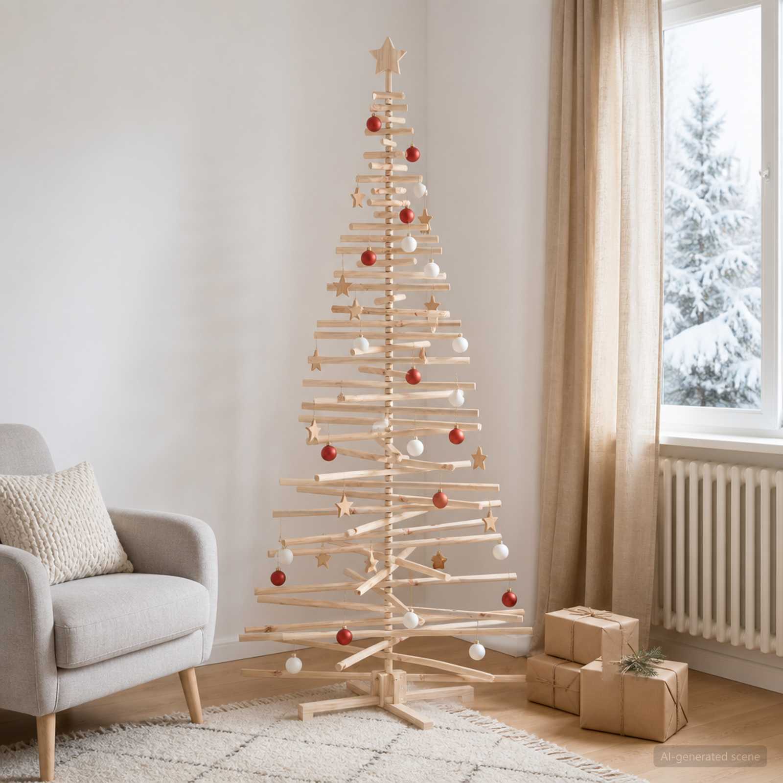 Leseno božično drevo KOTKA 240 cm Trdna borovina Naravna
