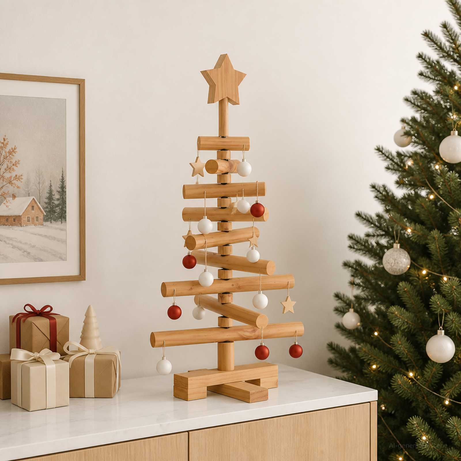 vidaXL Træ juletræ KOTKA 60 cm Massivt fyrretræ Brun Finish