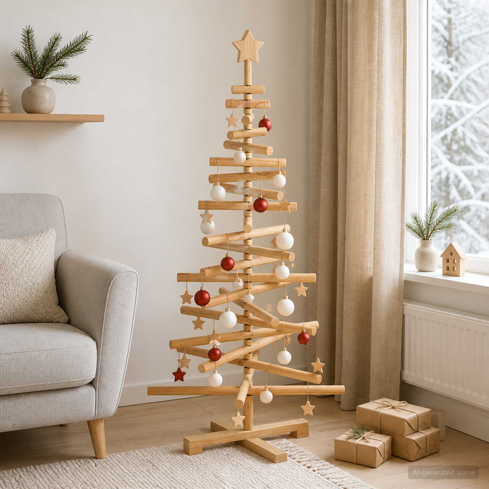 vidaXL Træ juletræ KOTKA 120 cm Massivt fyrretræ Brun Finish