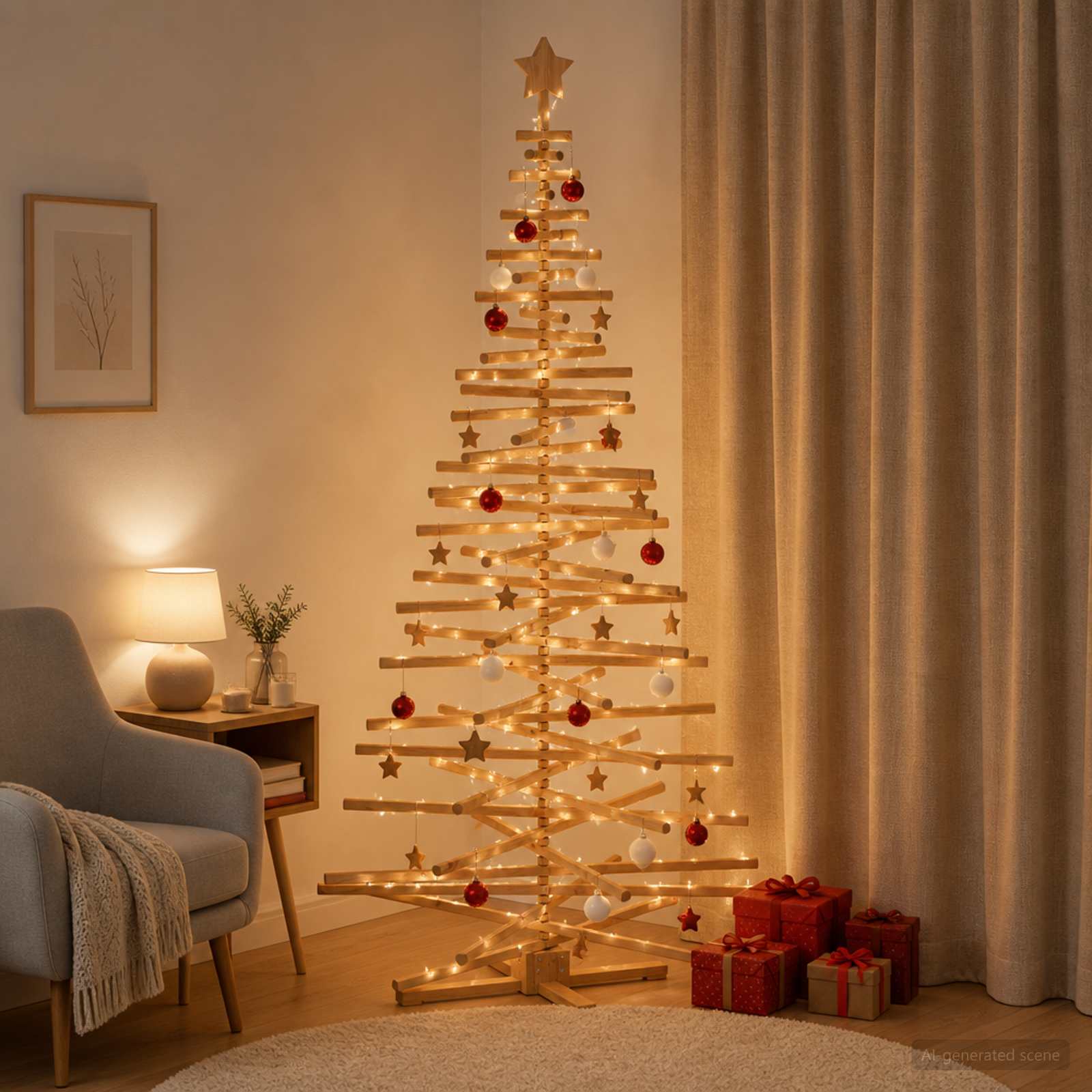 vidaXL Træ juletræ KOTKA 210 cm Massivt fyrretræ Brun Finish