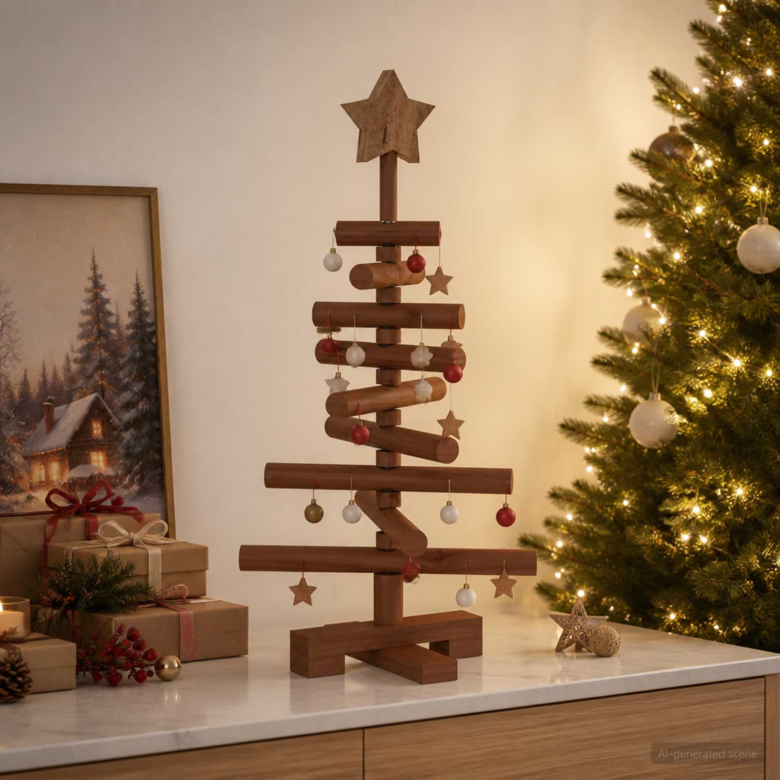 vidaXL Træ juletræ KOTKA 60 cm Massivt fyrretræ Mørkebrun Finish