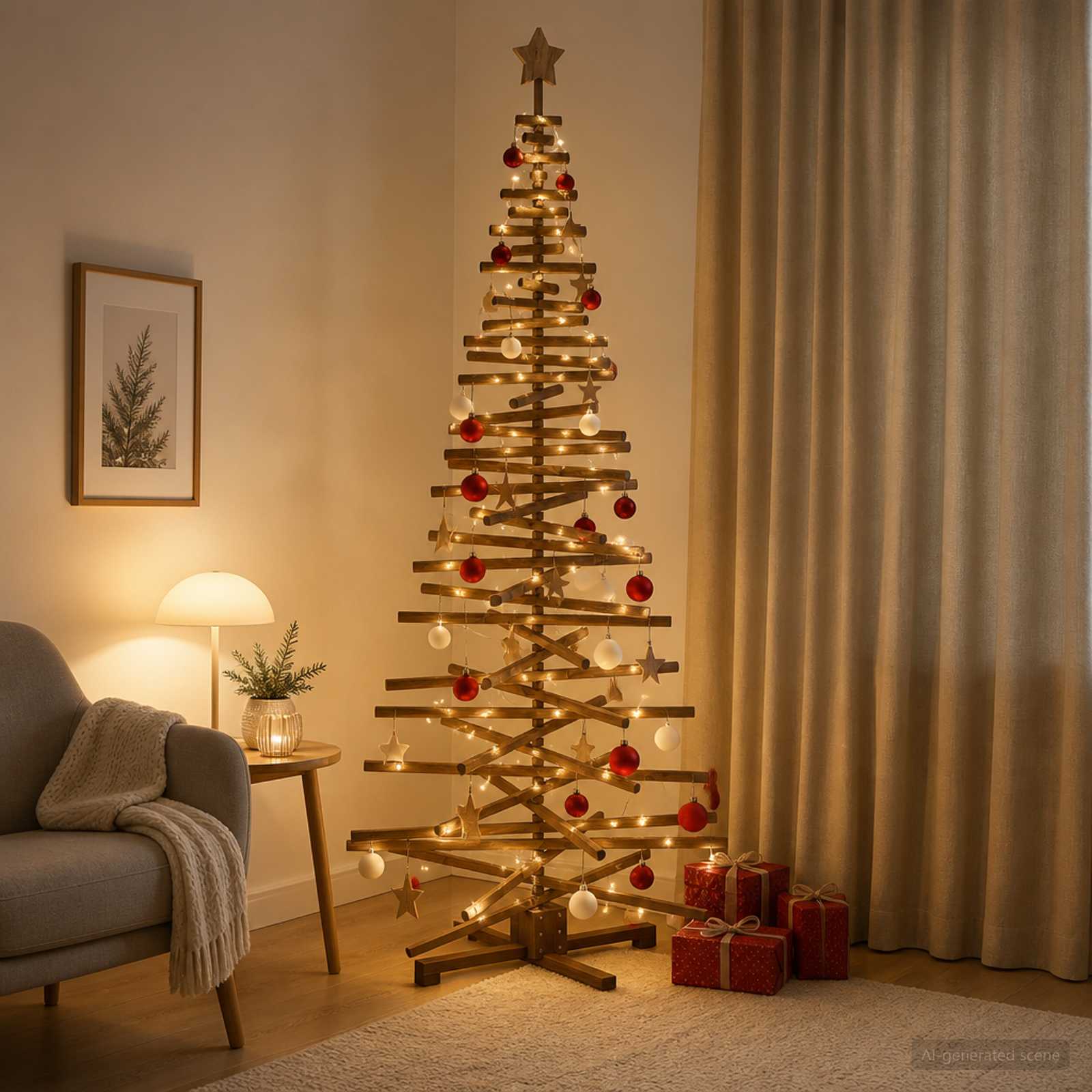 vidaXL Træ juletræ KOTKA 210 cm Massivt fyrretræ Mørkebrun Finish