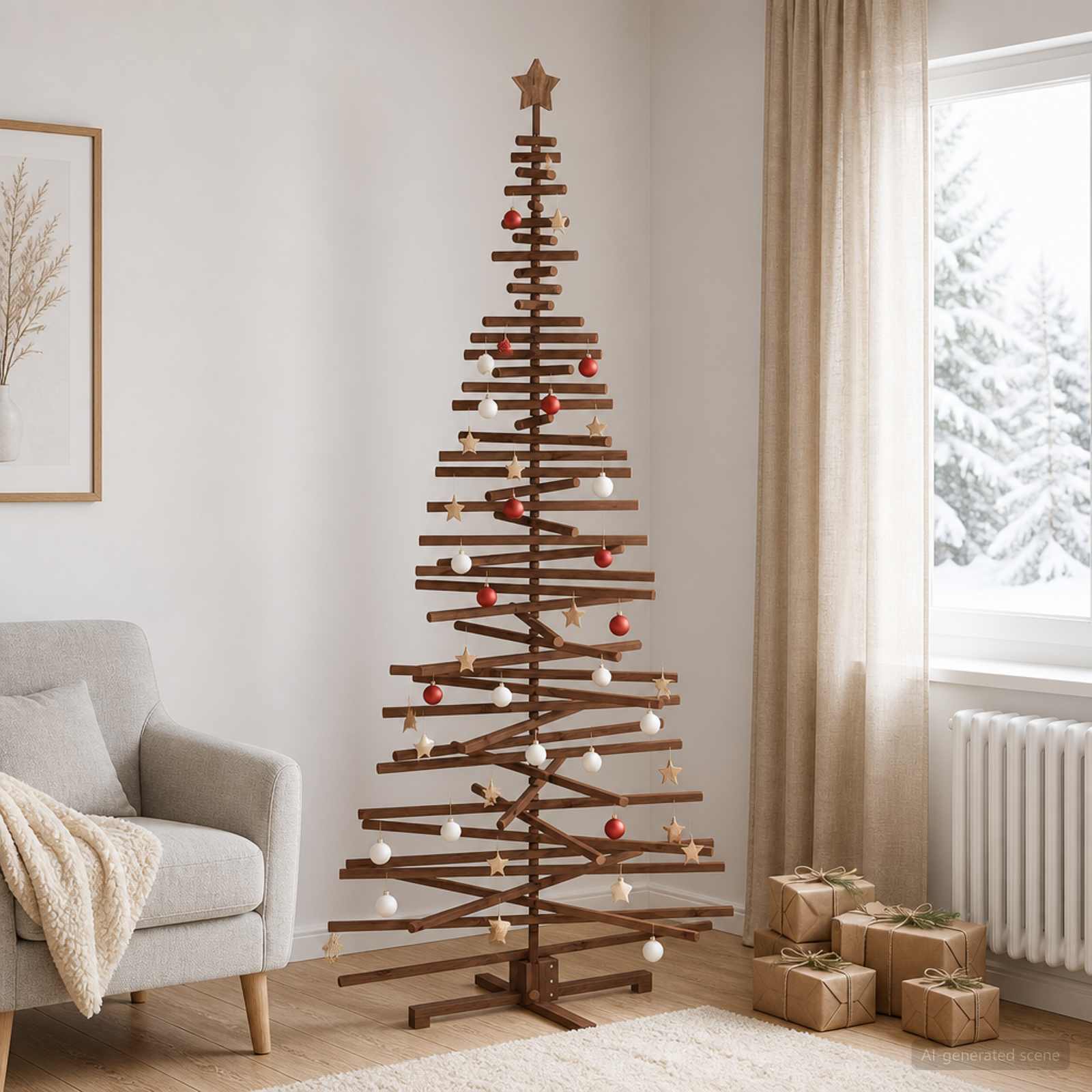 vidaXL Træ juletræ KOTKA 240 cm Massivt fyrretræ Mørkebrun Finish