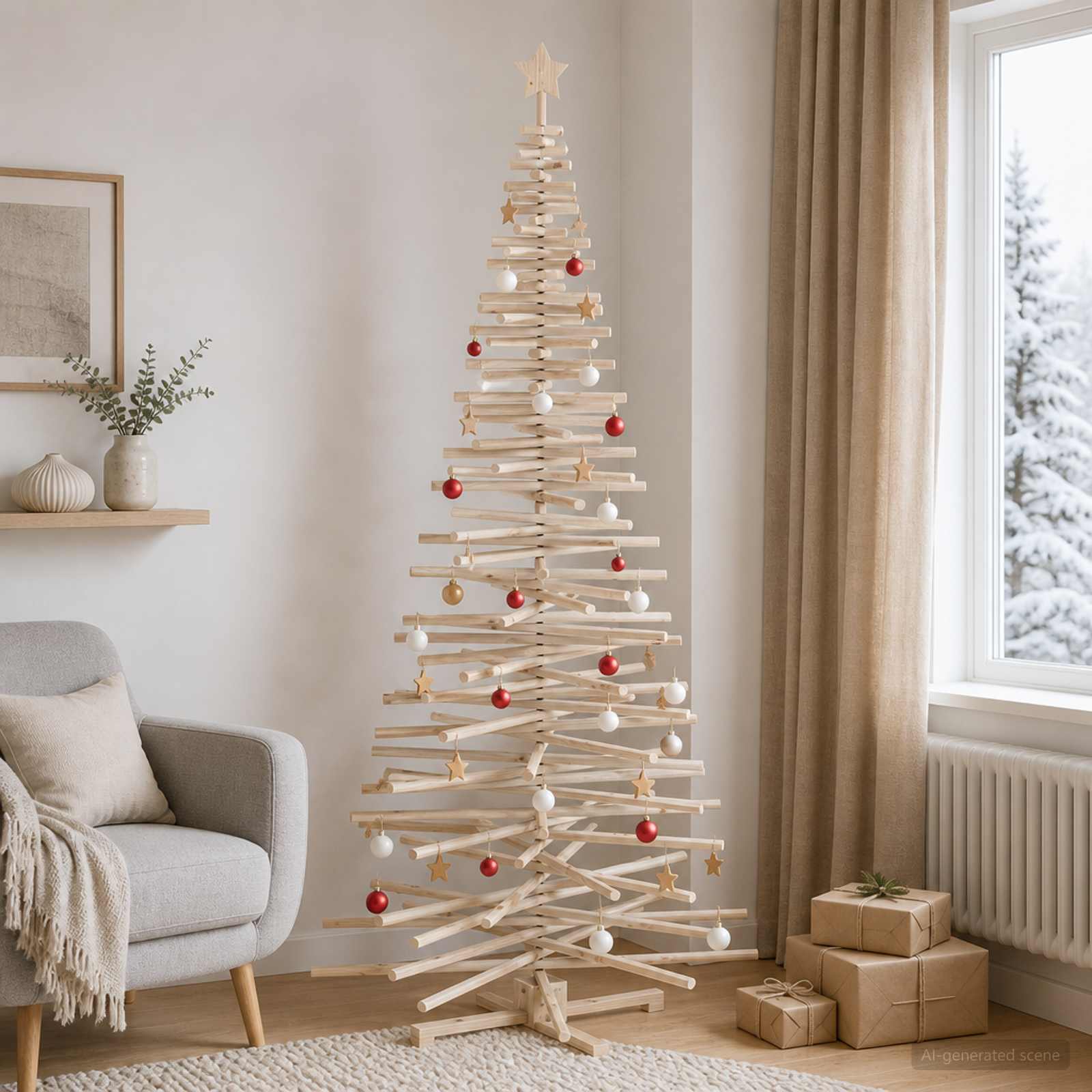 Leseno božično drevo KOTKA 240 cm Trdna borovina Naravna