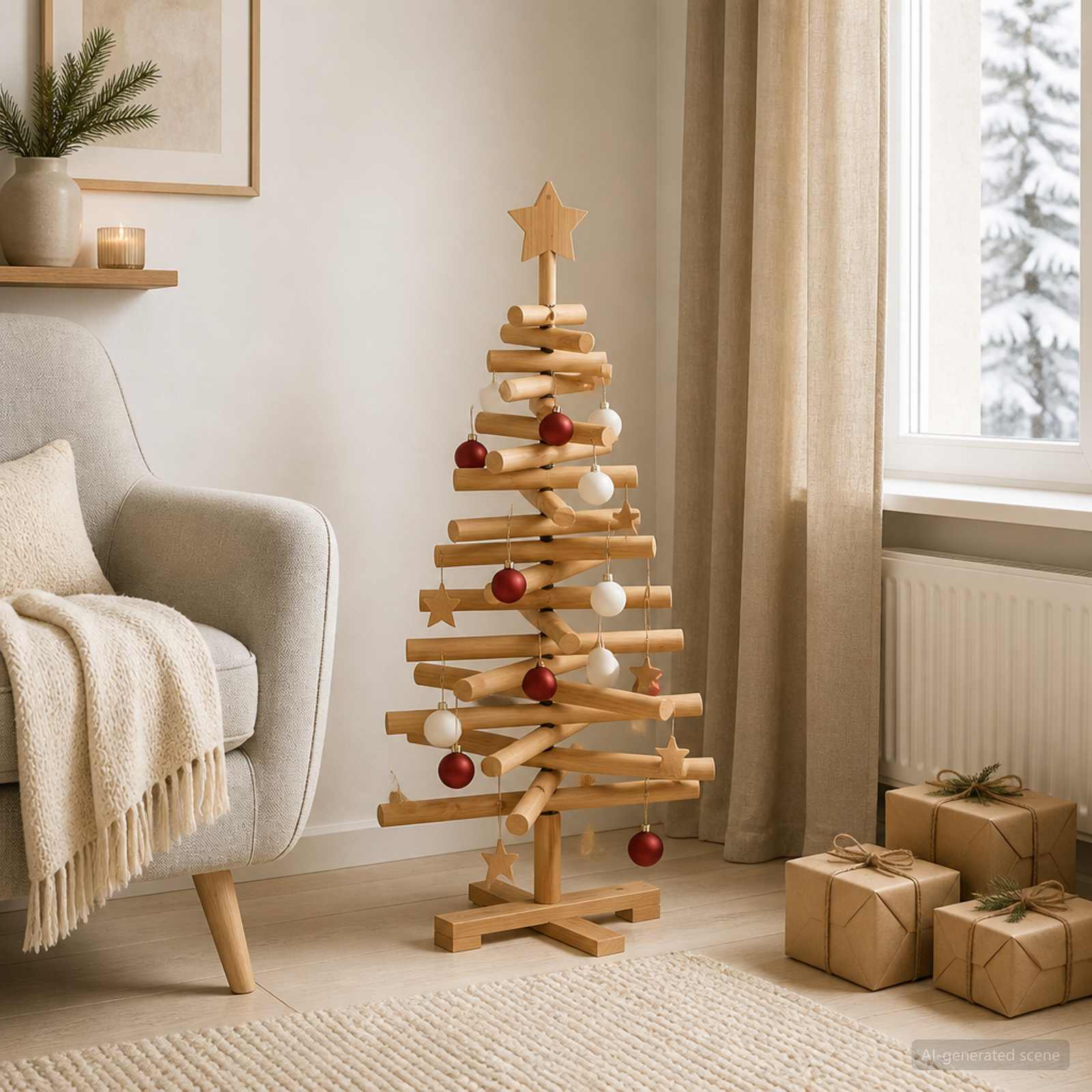 vidaXL Træ juletræ KOTKA 90 cm Massivt fyrretræ Brun Finish