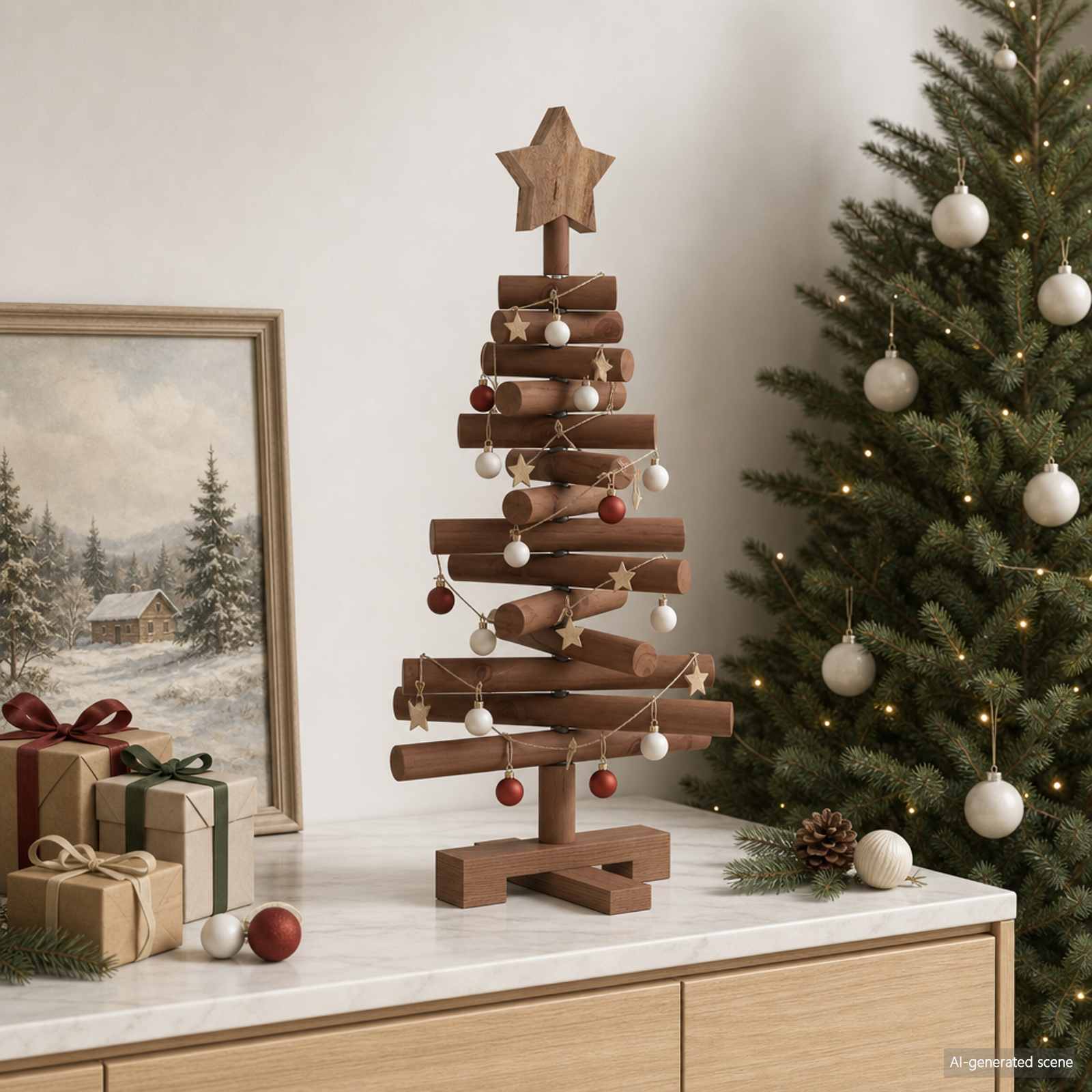 vidaXL Træ juletræ KOTKA 60 cm Massivt fyrretræ Mørkebrun Finish
