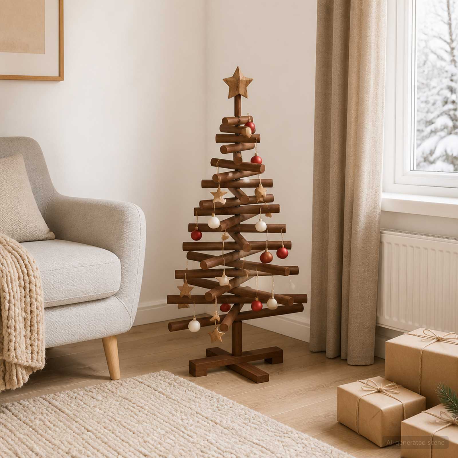 vidaXL Træ juletræ KOTKA 90 cm Massivt fyrretræ Mørkebrun Finish