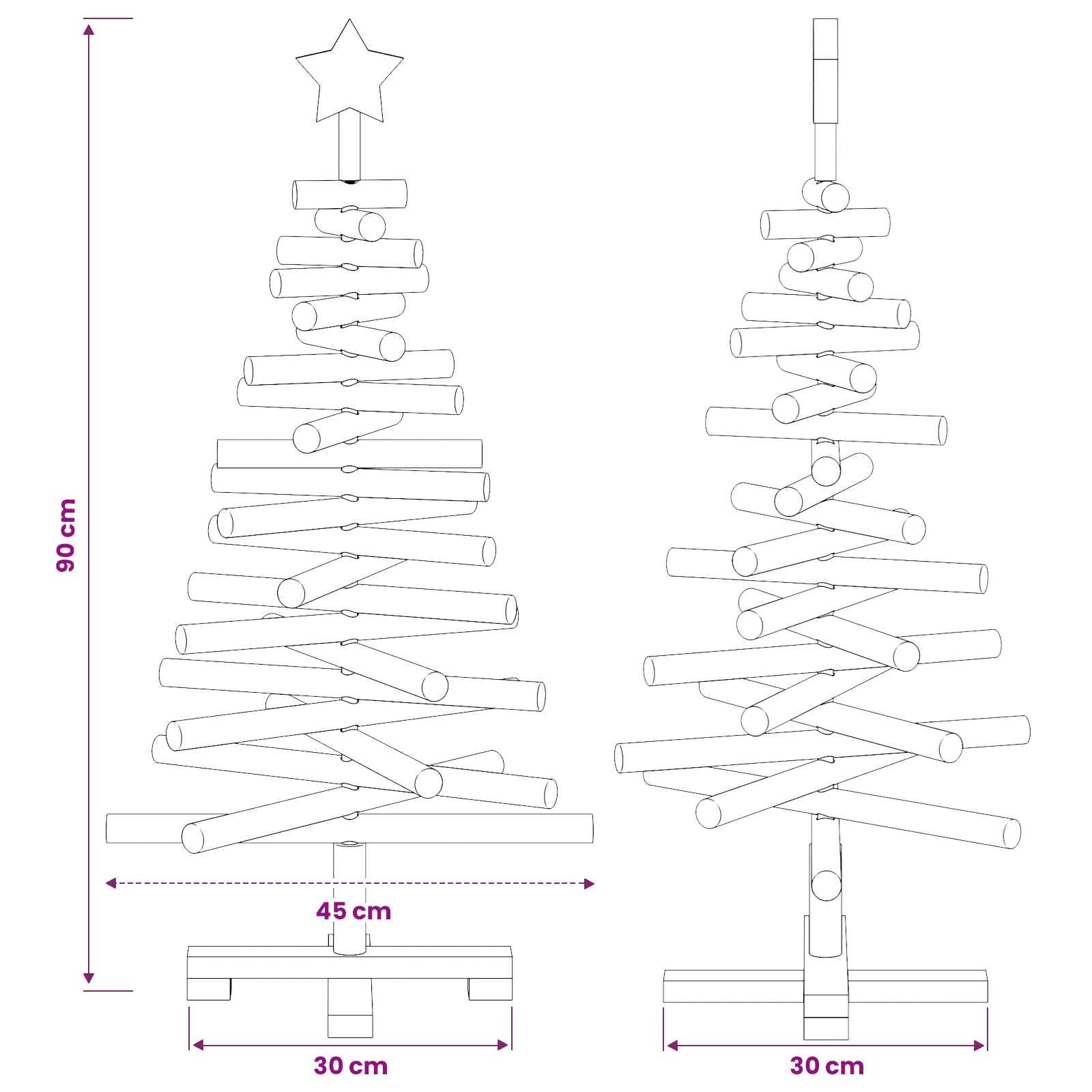Leseno božično drevo KOTKA 90 cm Trdna borovina