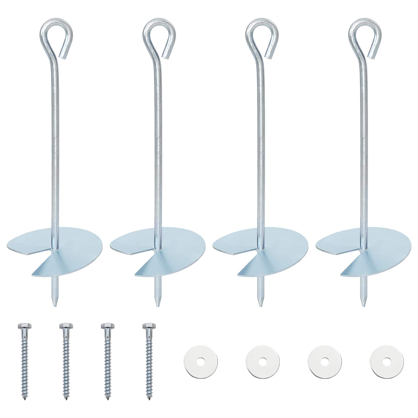 vidaXL Ancoră de Pământ 4 pcs Argintiu Ø10 x 30 cm Metal Galvanizat