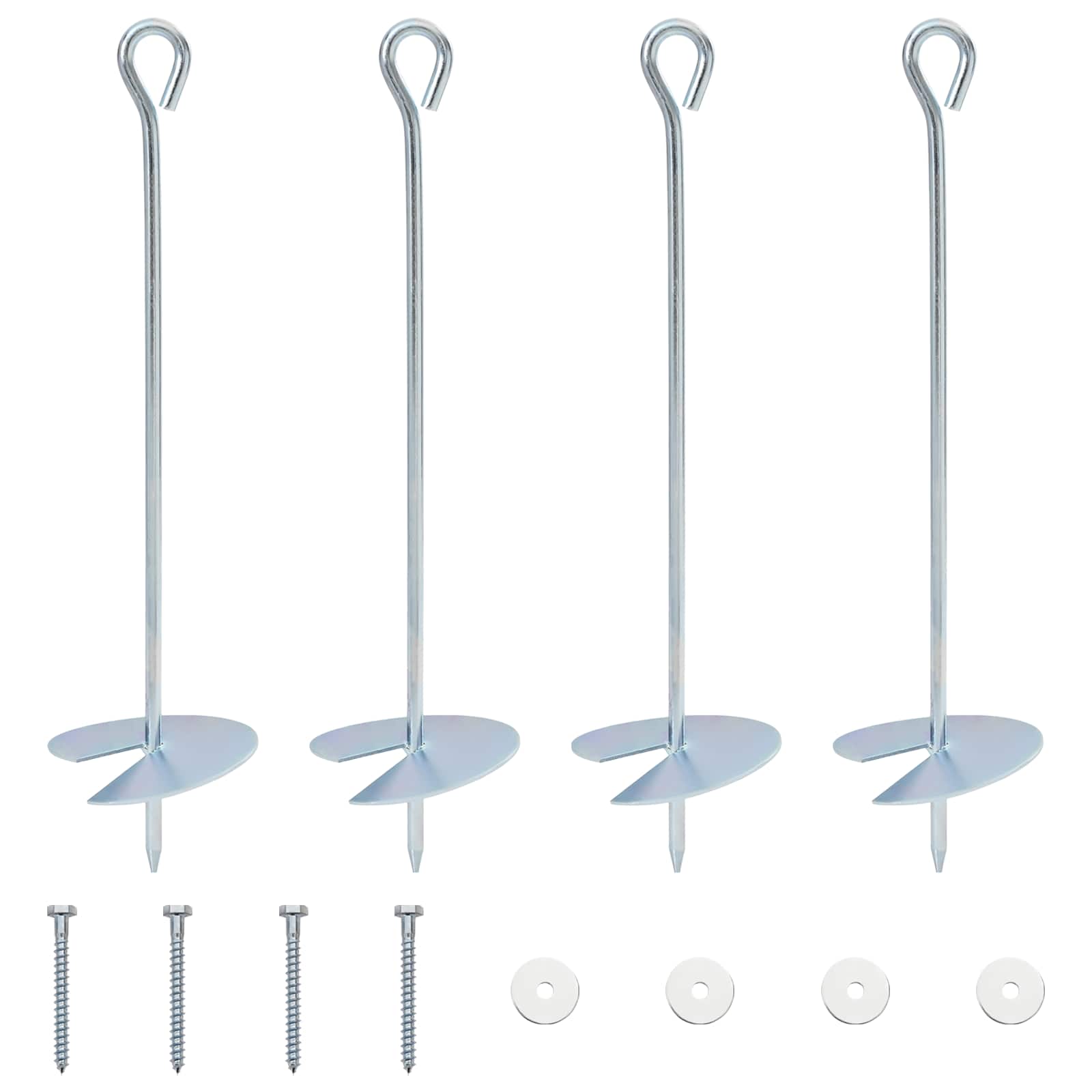 vidaXL Ancoră de Pământ 4 pcs Argintiu Ø10 x 40 cm Metal Galvanizat