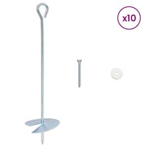 Zemní kotva 10 pcs Stříbrná Ø10 x 40 cm Pozinkovaný kov - obrázek 3