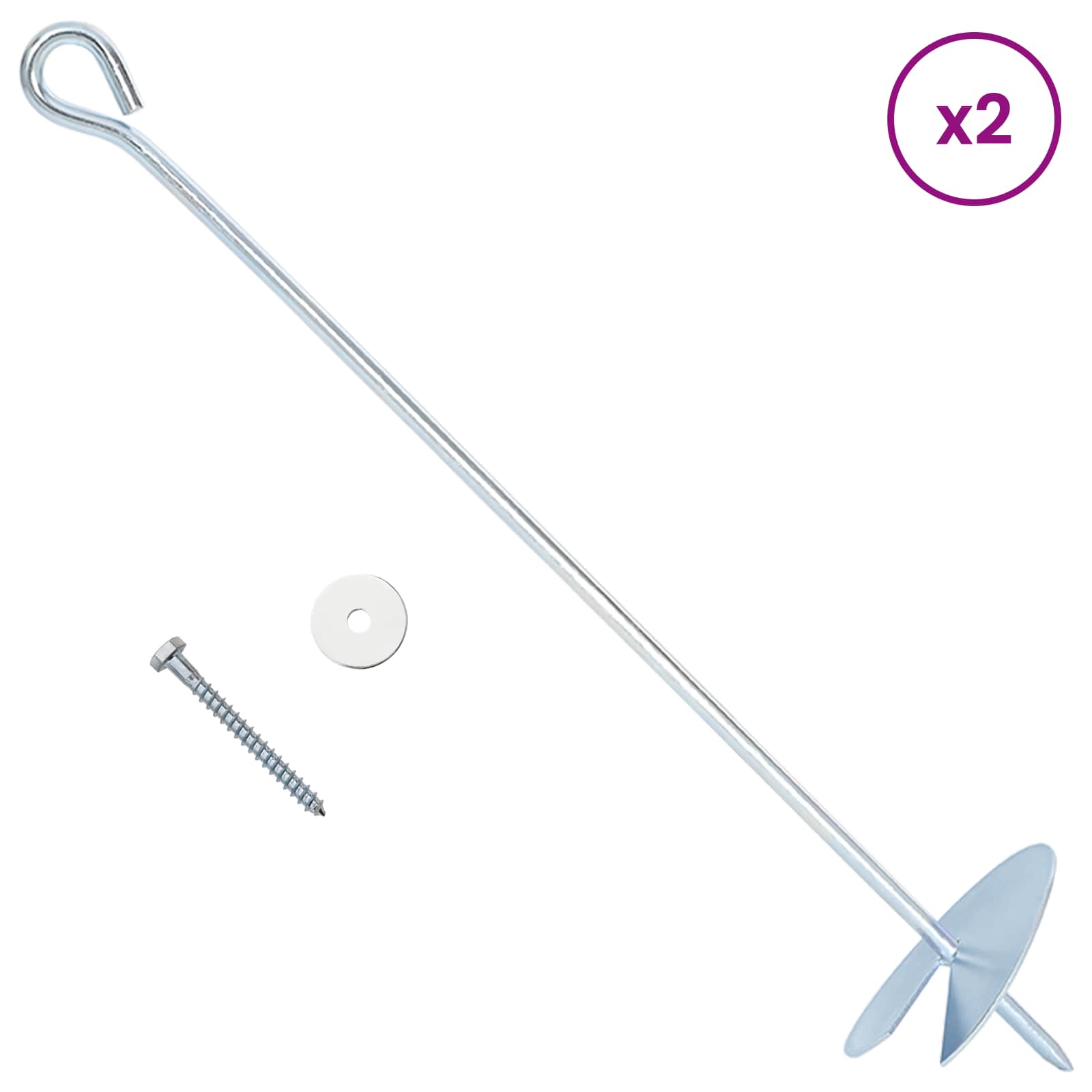 VidaXL Aardanker 6 Pcs Zilverkleurig Ø10 X 50 Cm Gegalvaniseerd Metaal