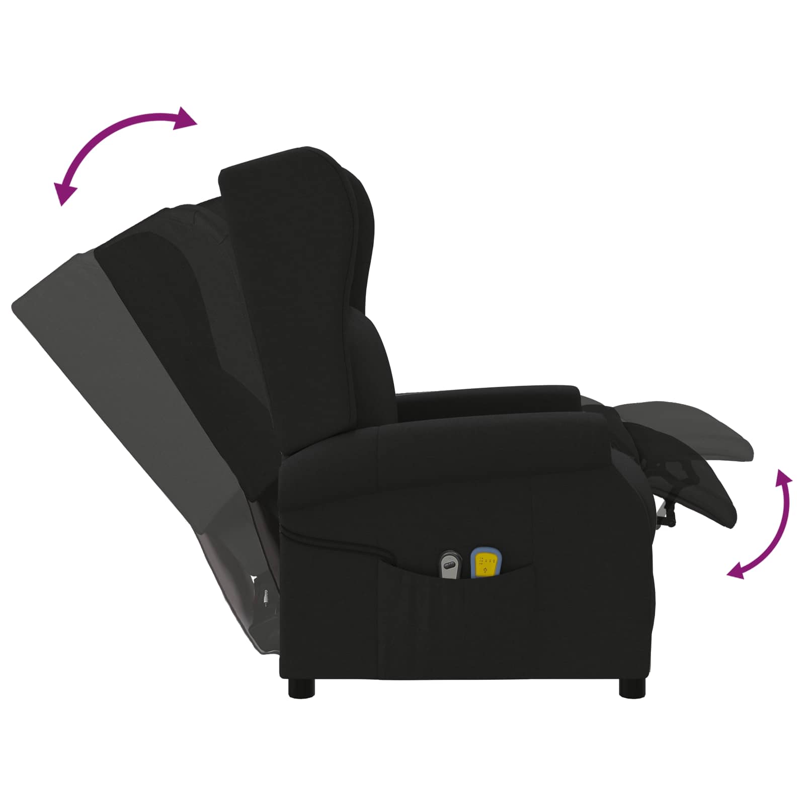 vidaXL Wing Back elektrischer Massagesessel Schwarz Stoff – Bild 8