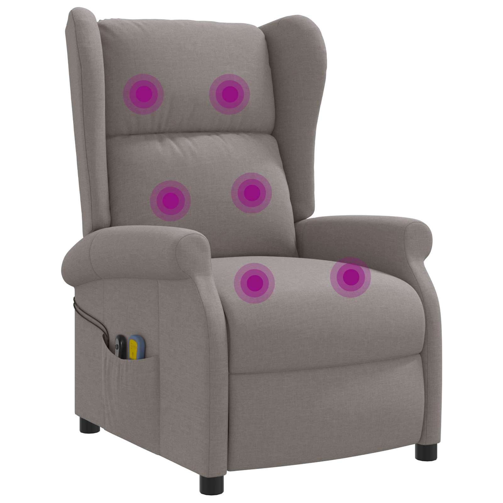 vidaXL Křeslo pro odpočinek s elektrickou masáží a křídly Taupe Textil