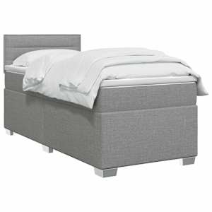Postel boxspring s matrací Světle šedá 80 x 200 cm Textil - obrázek 2