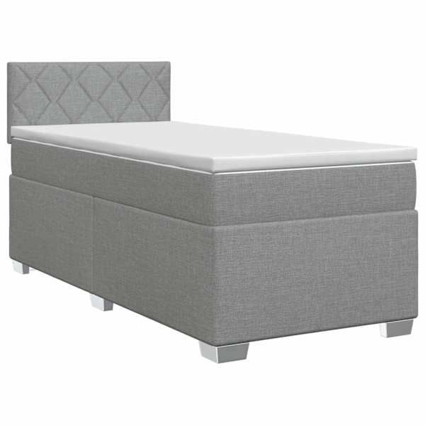 vidaXL Vedruvoodi madratsiga peaga Helehall 80 x 200 cm kangas