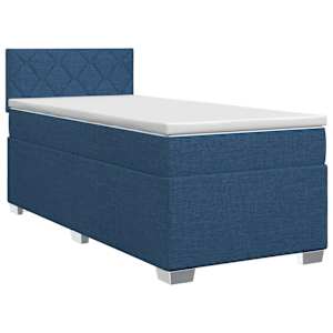 Postel boxspring s matrací s čelo Modrá 80 x 200 cm Textil - obrázek 1