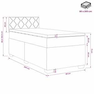 Postel boxspring s matrací s čelo Modrá 80 x 200 cm Textil - obrázek 10