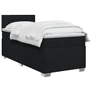 Postel boxspring s matrací s čelo Černá 90 x 190 cm Textil - obrázek 2