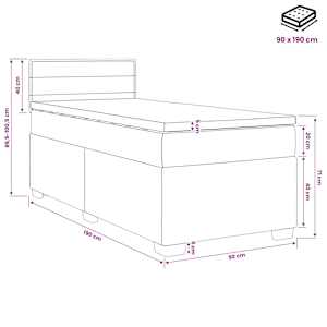 Postel boxspring s matrací s čelo Černá 90 x 190 cm Textil - obrázek 10