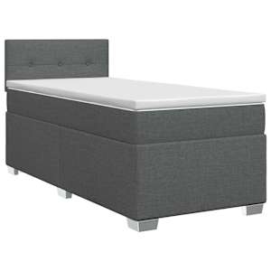 Postel boxspring s matrací s čelo Tmavě šedá 90 x 190 cm Textil - obrázek 1