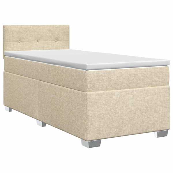 vidaXL Vedruvoodi madratsiga peaga Kreemjas 90 x 190 cm kangas