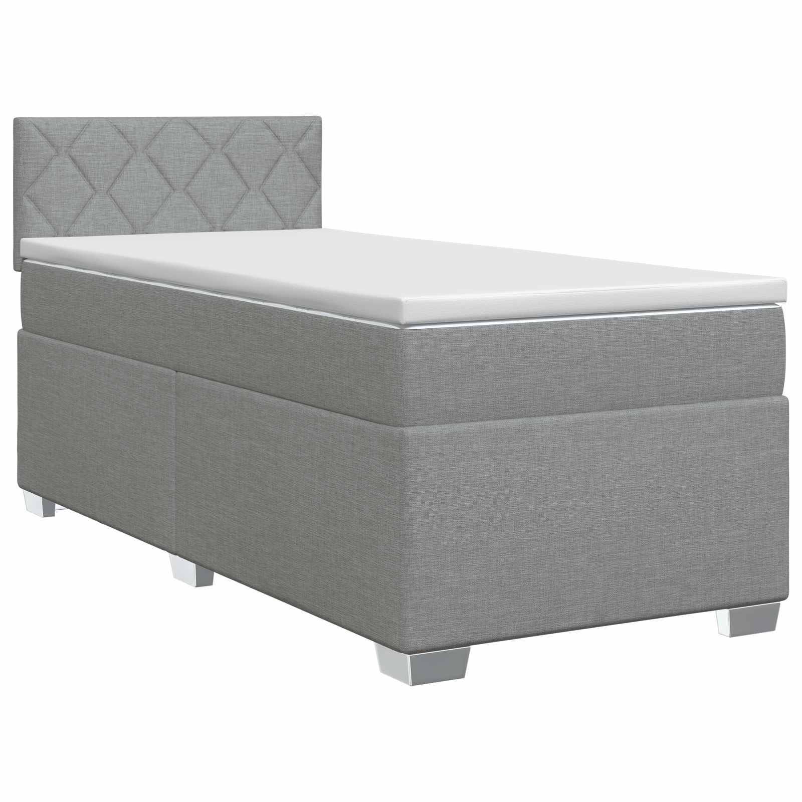 vidaXL Pat boxspring cu saltea Gri deschis 90 x 190 cm Țesătură