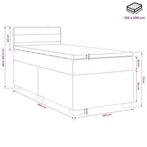 Postel boxspring s matrací s čelo Černá 100 x 200 cm Textil - obrázek 10