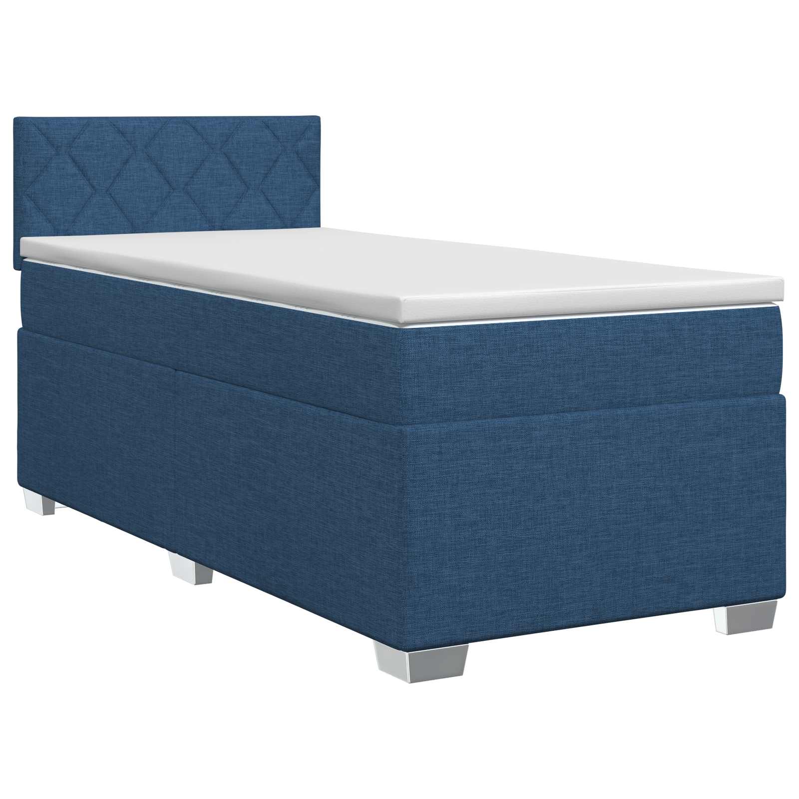 vidaXL Pat boxspring cu saltea albastru 100 x 200 cm Țesătură