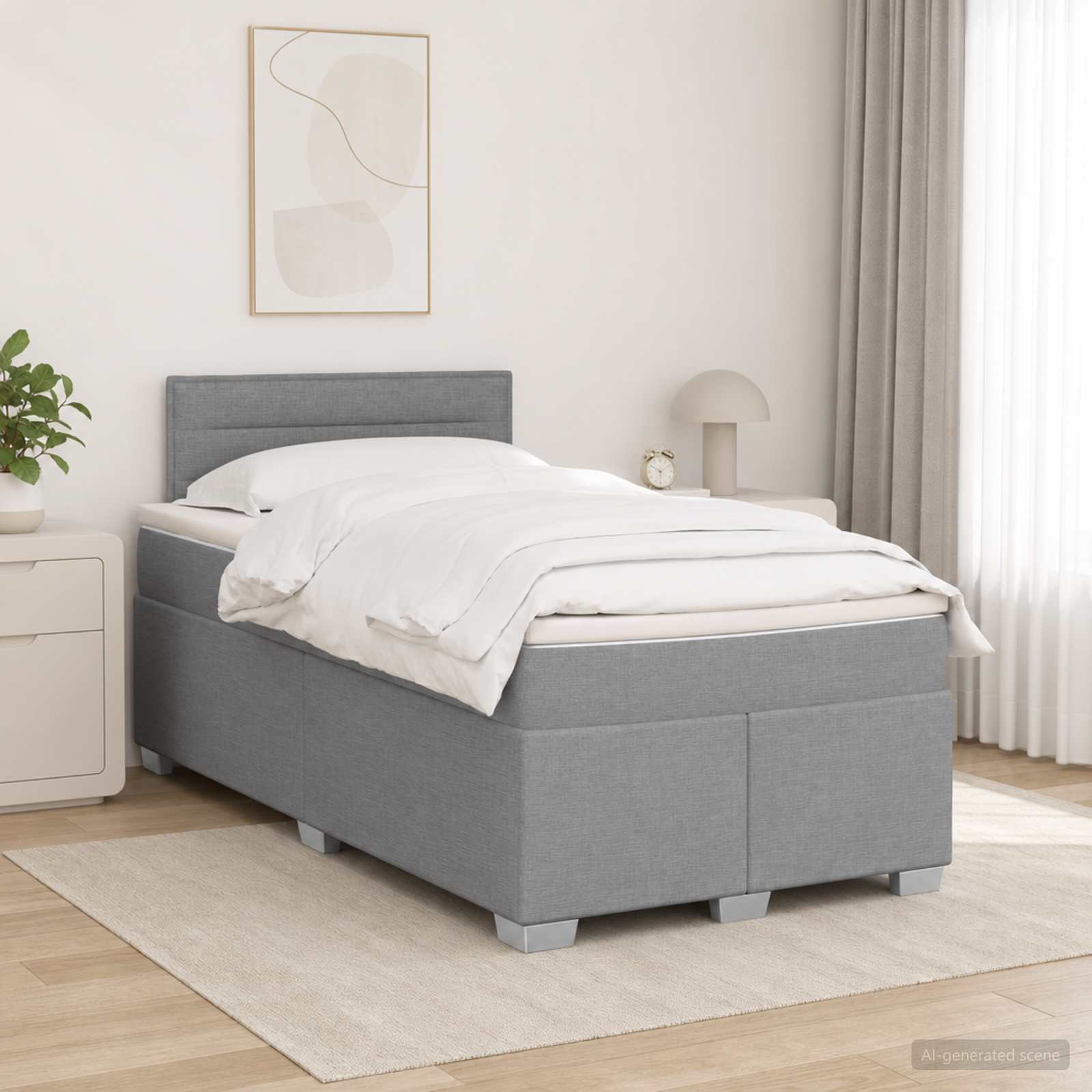 Postelja boxspring z vzmetnico Svetlo siva 120 x 190 cm Blago