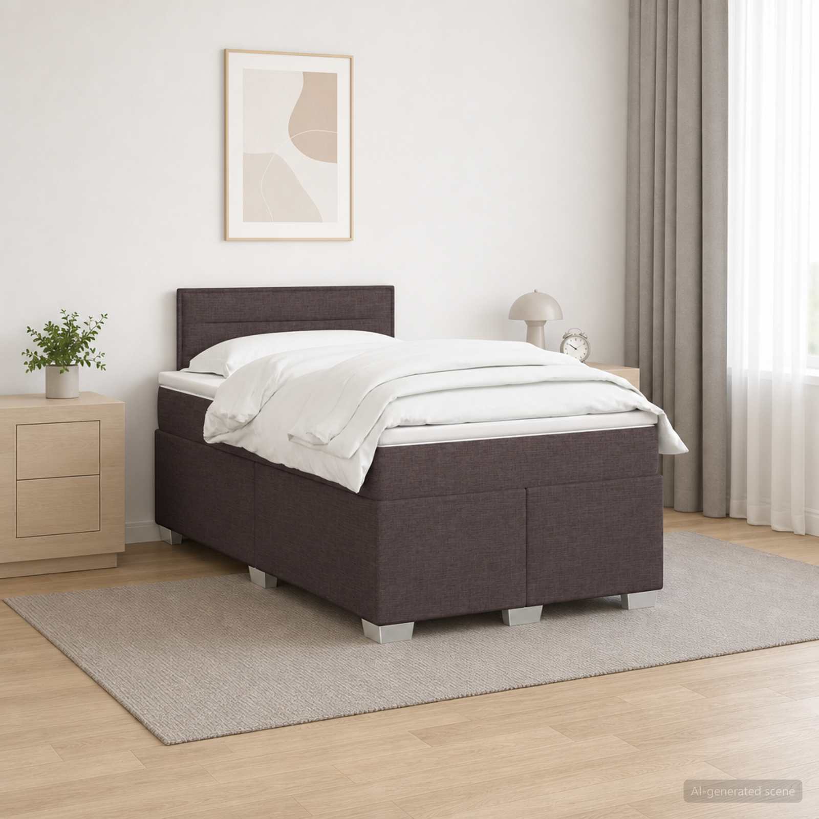 Postelja boxspring z vzmetnico Temno rjava 120 x 190 cm Blago