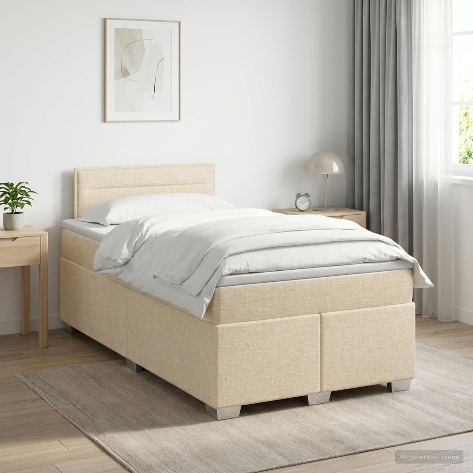 Континентално легло с матрак Кремаво 120 x 190 cm Текстил
