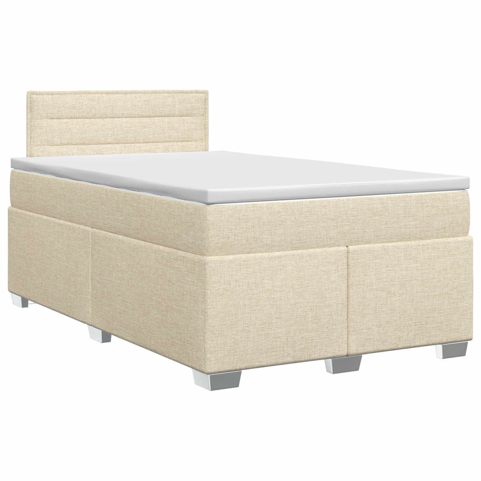 vidaXL Pat boxspring cu saltea cu headboard Crem 120 x 190 cm Țesătură