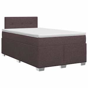 Postel boxspring s matrací Tmavě hnědá 120 x 190 cm Textil - obrázek 1