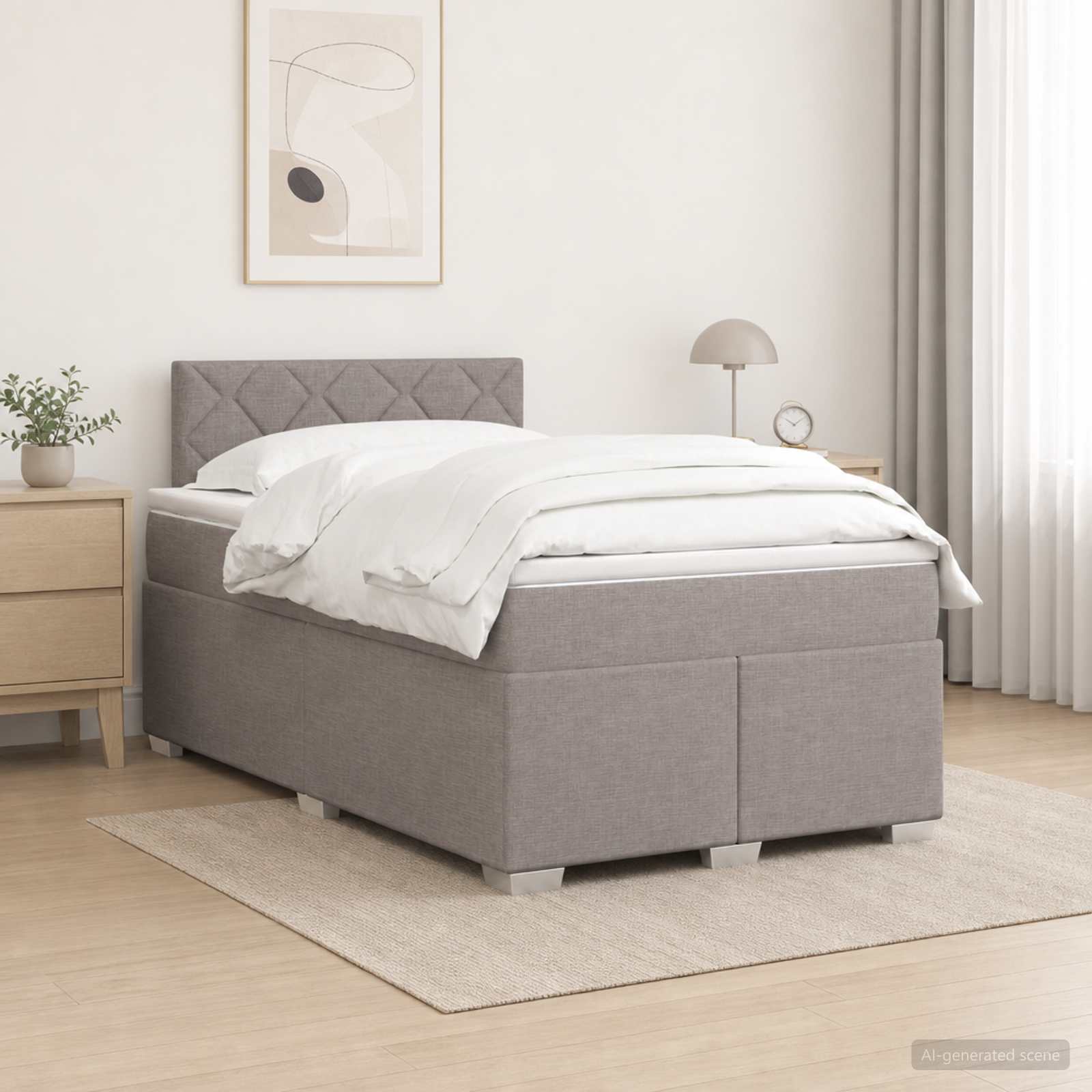 Континентално легло с матрак Таупе 120 x 190 cm Текстил