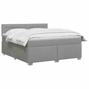 Postel boxspring s matrací Světle šedá 140 x 190 cm Textil - obrázek 2
