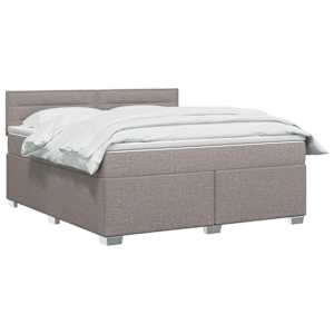 Postel boxspring s matrací s čelo Taupe 140 x 190 cm Textil - obrázek 2