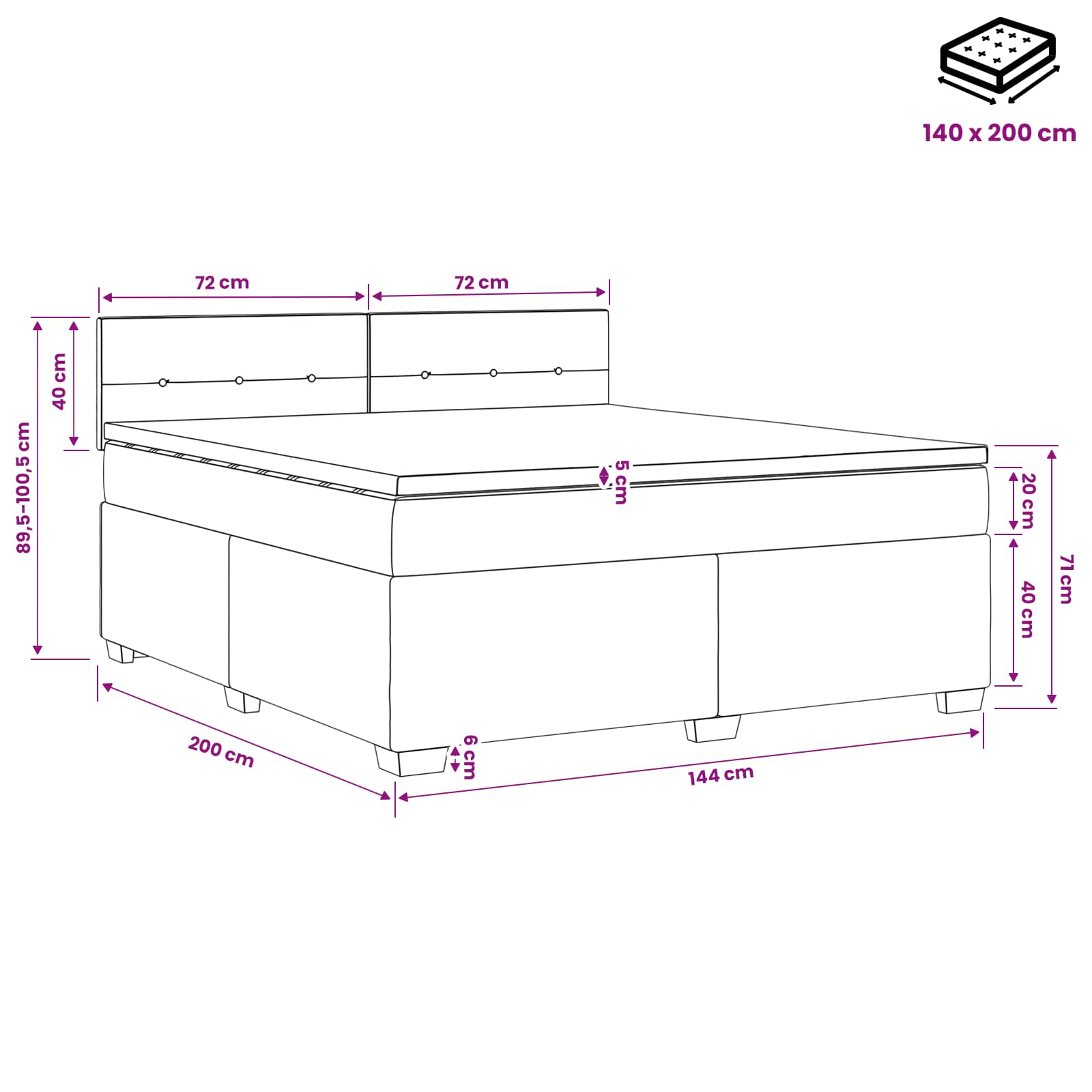 Postelja boxspring z vzmetnico Temno rjava 140 x 200 cm Blago