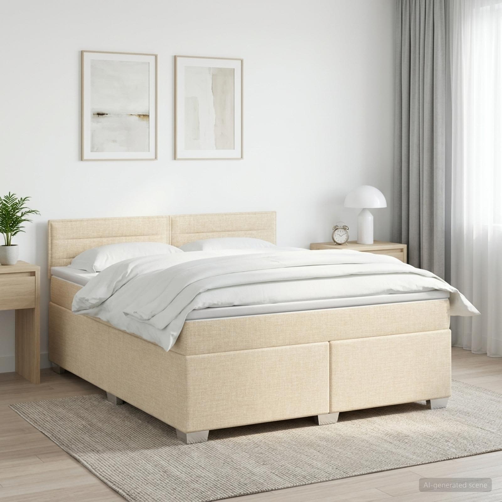 Континентално легло с матрак Кремаво 140 x 200 cm Текстил