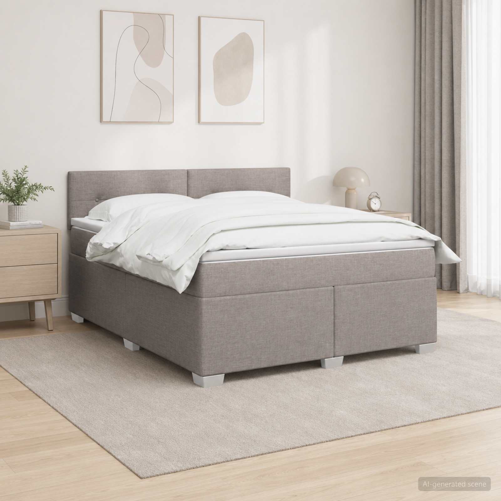 Континентално легло с матрак Таупе 140 x 200 cm Текстил