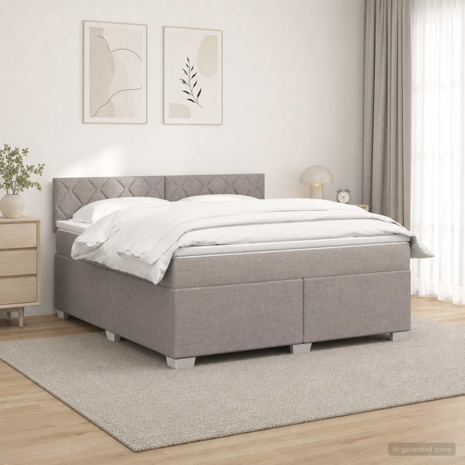 Континентално легло с матрак Таупе 140 x 190 cm Текстил