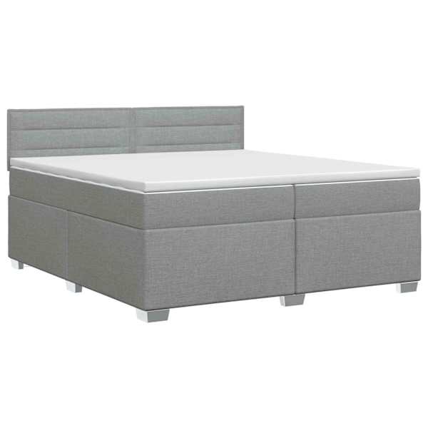 vidaXL Vedruvoodi madratsiga peaga Helehall 200 x 200 cm kangas
