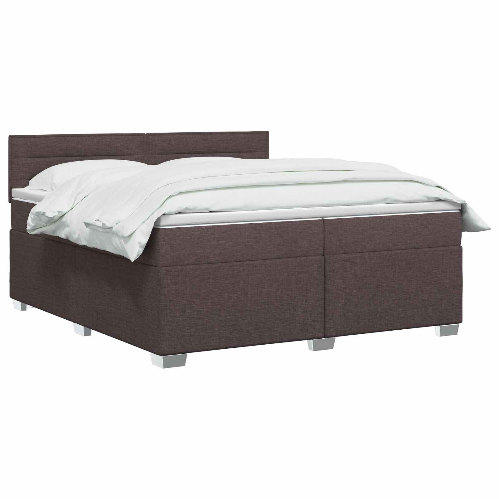 Postelja boxspring z vzmetnico Temno rjava 200 x 200 cm Blago
