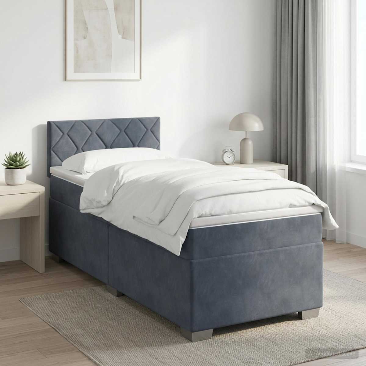 Boxmadras med topmadras 90 x 190 cm Fløjl