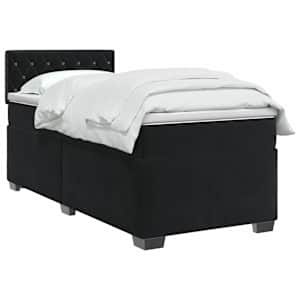 Postel boxspring s matrací s čelo Černá 100 x 200 cm Samet - obrázek 3