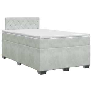 Postel boxspring s matrací Světle šedá 120 x 200 cm Samet - obrázek 1
